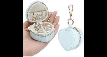 GELLDG Mini Hart Hangersieradenkistje - Reissieradendoosje - 6.5x7.5x4cm - Hangend Organizersetje voor Ringen Oorbellen en Kettingen - Geschikt voor Reizen Gym en Dagelijks Gebruik - Vervaardigd uit PU Leder