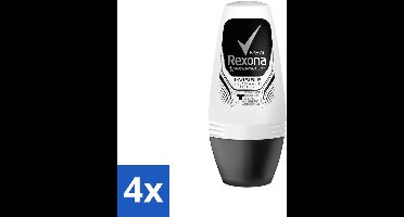 4 x Rexona Men - Invisible On Black & White - Deo Roller - 50 ml - Deodorant Voor Mannen - Zweetbescherming - Vlekkenbescherming - Roll-on Deodorant - Frisheid