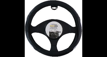 Dunlop Stuurhoes Auto 38CM - Geschikt voor Stuurwielen 37-39CM - Comfortabele Grip - Anti-Slip - Auto Decoratie - Kunstleer - Zwart/Wit