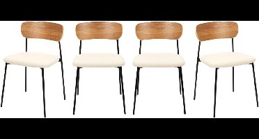 CALICOSY - Set van 4 stoelen in ecru bouclé stof B46 cm - LIVIO