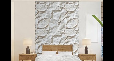 Behang - Fotobehang Structuur - Rots - Wit - Breedte 140 cm x hoogte 220 cm