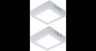 LED plafondlamp woonkamerverlichting halverlichting opbouw paneel vierkante keukenlamp, wit kunststof, 6W 660lm 6500K koel wit, L 12 cm , set van 2