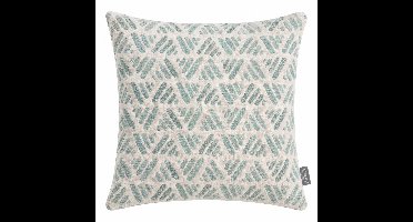 Unique Living - 2 stuks - kussenhoes - sierkussenhoes - ecru - groen - 45 x 45 cm - rits
