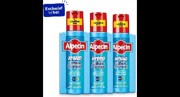 Alpecin Hybrid Shampoo 3x 250ml | Natuurlijke haargroei shampoo voor gevoelige en droge hoofdhuid | Voordeelverpakking
