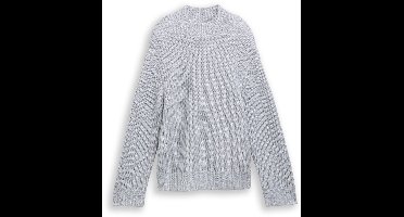 Tom Tailor Denim - Relaxed fit gebreide trui met glittereffect - Maat M - Cement Grey Mélange
