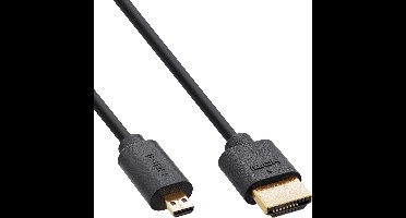 InLine® Slim Ultra High Speed HDMI kabel, 8K4K, A male / D male (Micro), 0,3m