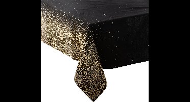 Feeric Kerst Tafelkleed - zwart - gouden glitters - 140 x 240 cm - wasbaar