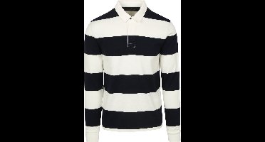 Steppin' Out Rugby Polo Streep Navy Wit - Maat M - Heren - Longsleeve polo