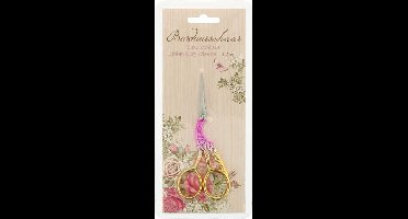 Borduurschaar Ooievaar 11,5 cm (goud-roze)