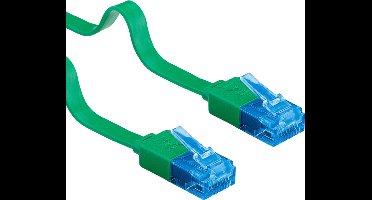 Goobay Platte CAT 6a netwerkkabel, groen, 1 m, U/UTP, koperen geleider