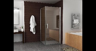 Wiesbaden Douchecabine Swingdeur met Zijwand (90x90x200) Chroom 8mm Glas NANO Anti-Kalk