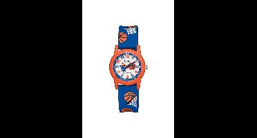 Q&Q V22A-011VY - Horloge - Sport - Analoog - Kinderen - Unisex - Plastic band - Rond - Kunststof - Cijfers - Basketball - Blauw - Oranje - Wit - 10 ATM