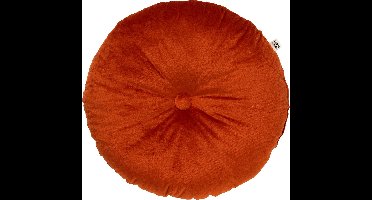 Dutch Decor - OLLY - sierkussen Ø38 cm - rond velvet - Potters Clay - oranje
