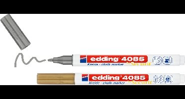 edding 4085 krijtmarker - 2 raamstiften - goud en zilver - krijtstift voor borden, ruiten, glas - ronde punt 1-2 mm - afwasbaar - uitwisbaar