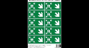 Pictogram sticker E007-A135 Verzamelplaats bij evacuatie ZO rechts - 100x50mm 10 stickers op 1 vel