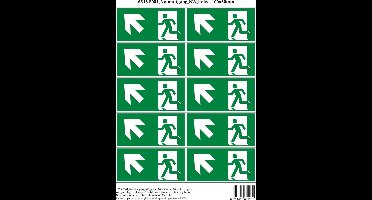 Pictogram sticker A315-E001 Nooduitgang NW links - 100x50mm 10 stickers op 1 vel