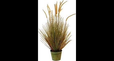 Kunst Stekelkamgras in pot 105 cm - bruin-groen