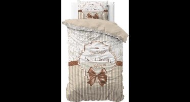 Dreamhouse Sweet Dreams - Dekbedovertrek - Eenpersoons - 140x200/220 + 1 kussensloop 60x70 - Taupe