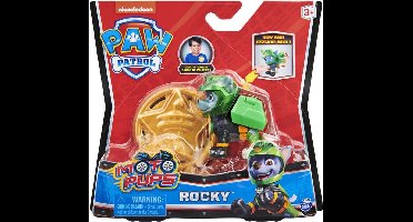 PAW Patrol Moto Pups Rocky rescue pup verzamelfiguur + politie badge