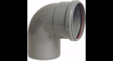 Bocht 87° PVC-U 110 mm SN4 manchet x spie DN100 grijs KOMO/BENOR kort