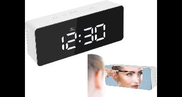 Alarmklok met spiegel en temperatuur Wit
