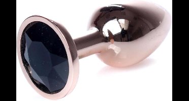 Power Escorts - Unieke Rose Goud kleurige Plug met Zwarte steen - 7 CM en Dia 2,7 cm