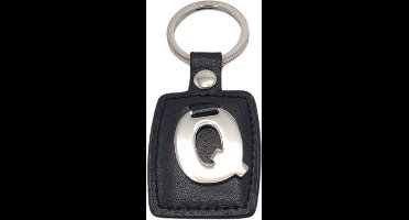 Sleutelhanger - Zilver/Zwart - Letter Q - Kunstleer - Metaal