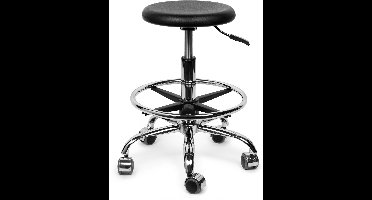 Ergonomische Werkkruk Zwart op Wielen Standaard (50-68cm) / Zonder voetsteun / Standaard wielen