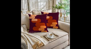 Boraboi® Luxe Decoratieve Kussenhoezen set van 2 , Zachte Suède Touch- 45x45 cm -(Pruim Kleur,Orange,Geel)