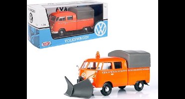Volkswagen T1 (Type 2) Pickup (with Snow Plow) Oranje 1/24 Motormax