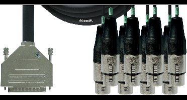 Cordial Intro Multicore D-Sub/XLRf 8-voudig, Rean stekker, 3,0m - Analoge multicore kabel