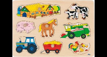 Goki 8-delige houten puzzel boerderij