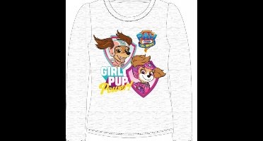 Paw Patrol Skye Kids Lang T-shirt Grijs Wit - 128 cm - Skye Kindermode Shirts