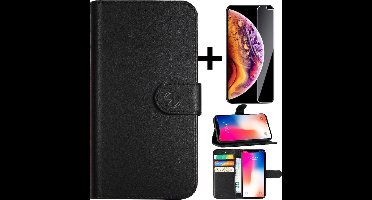Super Rico Vitello Wallet Case Geschikt voor Samsung Galaxy S6 Zwart + gratis Screenprotector
