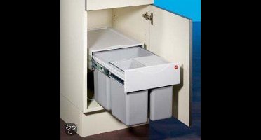Inbouw Prullenbak Hailo Tandem 35 liter  Lichtgrijs