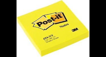 Post-itÂ® Notes, Neon Geel, 76 x 76 mm, 100 Blaadjes/Blok