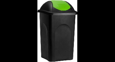 Deuba Vuilnisbak met Klapdeksel – 60Liter Kunststof – Zwart Groen