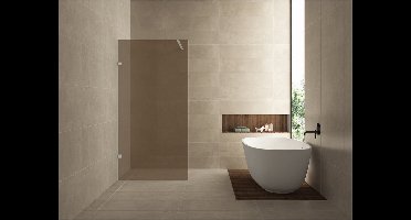 Wiesbaden Less Inloopdouche Glasplaat - 90x200cm - 8mm - Vintage Brons Glas - Nano Coating