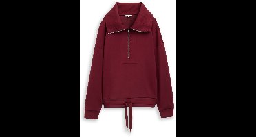 Tom Tailor - Troyer-sweatshirt van scuba - Maat XS - Preppy Plum