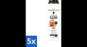 5 x Gliss - Shampoo - Total Repair - Voor Intensief Haarherstel - 250 ml - Voordeelverpakking - 5 stuks