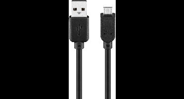 Goobay Micro-USB-kabel 3 m zwart, USB-A naar Micro-B, USB 2.0 met 480 Mbit/s, 2,5 W en 0,5 A, 2x afgeschermd