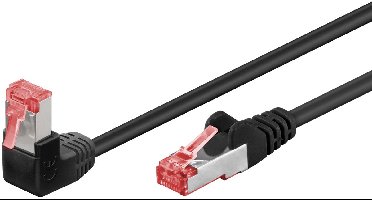 Goobay CAT 6 netwerkkabel, 3 m, zwart, 1x 90° haaks, S/FTP