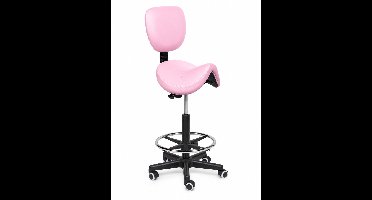 Ergonomische Zadelkruk met Rugleuning Comfort Roze op Wielen Standaard (50-68cm) / Zonder voetsteun / Standaard wielen