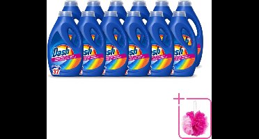 12 x Dash - Stralende Kleuren - Vloeibaar Wasmiddel - Gekleurde Was - 32 Wasbeurten - Bulkverpakking - Wasmiddel voor gekleurde kleding - Douchemop - Kleurbehoud
