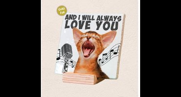 Relaxwonen - Decotegel met Standaard - I Will Always Love You - Wit - 11x11x0.5 cm
