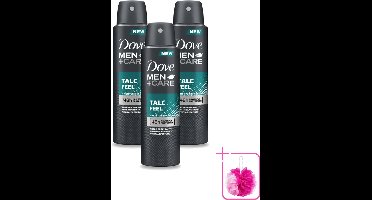 3 x Dove - Deodorant - Men Care Talc Feel - Zachte en verzorgende bescherming - 150 ml - Bulkverpakking - Deodorant spray - Douchemop - Zweetbehandeling