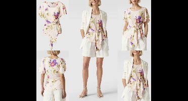Ralph Lauren blouse met roze-paarse bloemenprint en V-hals voor dames - XS