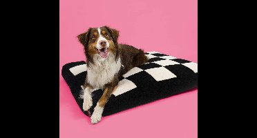 Coockoo Cozy Block Hondenkussen - Hondenbed met Afneembare Wasbare Hoes - Anti-slip - Maat M 90x75x11cm - Zwart/Wit