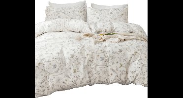 3-Delige Beddengoedset — Fris Bloemen- & Bladpatroon (Flanel) - 220x240cm
