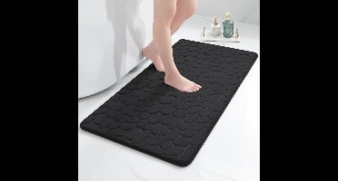 Badmat - 60 x 120 cm - traagschuim - absorberend - decoratieve - antislip - Microvezel - Gevlochten - Middelpolig - Kleur : zwart